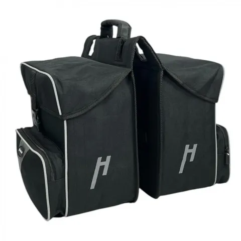 Haberland Doppeltasche Black Line 3.0 33l schwarz - flexible Gepäckträgertasche mit Klappvolumen