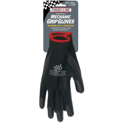 Finish Line Mechanic Grip Gloves L/XL, schwarz, PU-beschichtet, latexfrei, atmungsaktiv, waschbar,…