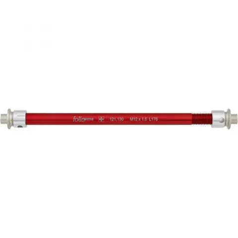 FollowMe Steckachse Zugrad 12 mm Aluminium M12x1,5x178 mm Rot - leichte Achse für FollowMe Tandem