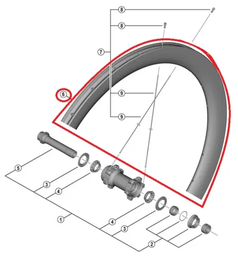 SHIMANO RIM FOR COMPLETE WHEEL,FOR WH-R8170-C50-TL, FRONT:12MM E-THRU, 24H TUBELESS - 12MM