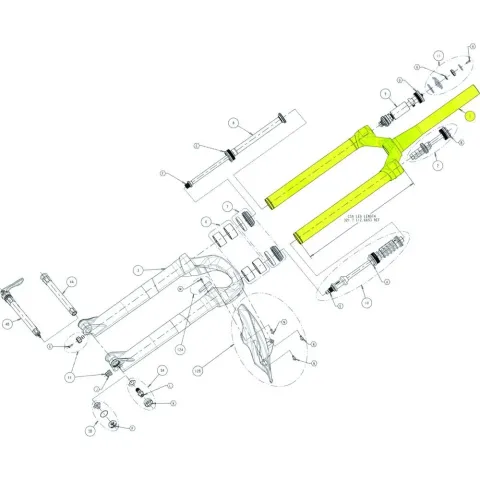 Manitou Standrohreinheit für R7 Pro 1 1/8" Long Offset Silber - moderne Ausführung