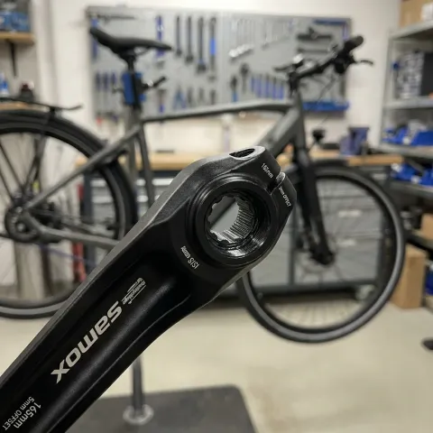 Messingschlager Samox Kurbel E-Bike 165mm Offset 5mm rechts Aluminium schwarz - ISIS-Innenlager