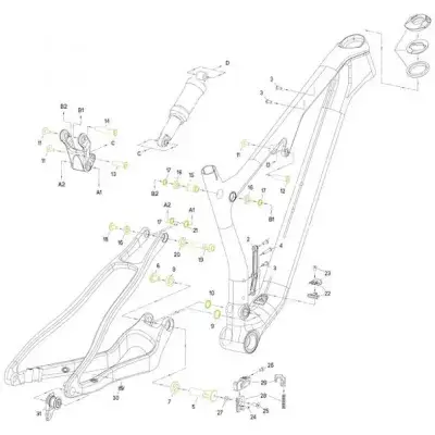 Merida Bolzenkit inkl. Federbeinbolzen f. NINETY-SIX CF MY21 - präzises Suspension-Setup für Rahmen…