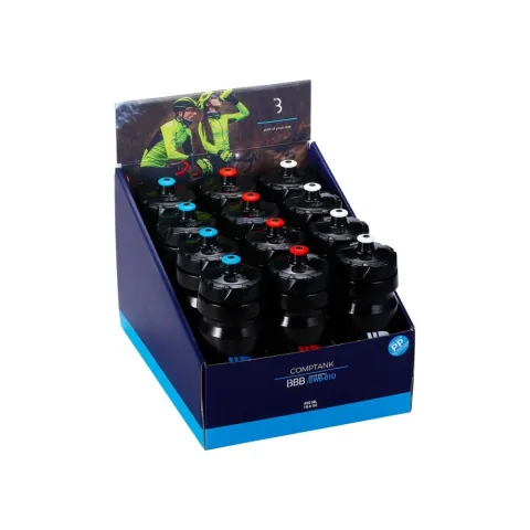 BBB Cycling BBB Flaschen 550ml CompTank Displaybox 550 schwarz - leichte Trinkflasche für…