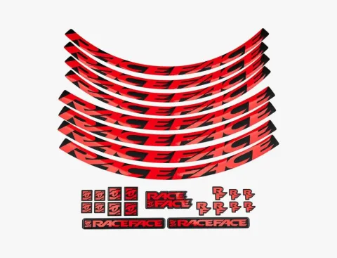 Race Face Laufrad Decal Set, XL, red rot - stylische Felgendekore für dein Bike