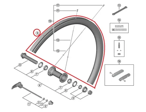 SHIMANO RIM FOR COMPLETE WHEEL WH-R9200-C36-TU Front 16H Tubular Felge