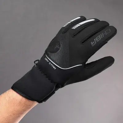 CHIBA Dry Star - wasserdichte, winddichte & atmungsaktive Radhandschuhe schwarz L