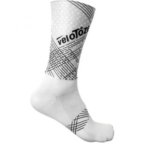 VeloToze Socken Aero weiß L/XL - aerodynamische Rennradsocken für maximalen Speed