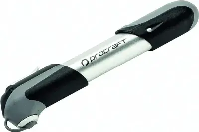 Procraft Minipumpe Compact Teleskop 19,5 cm Silber - kompakte Hochdruck-Fahrradpumpe