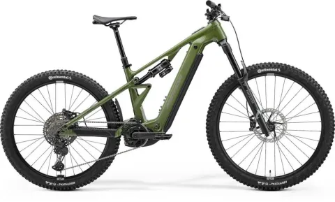 MERIDA ETMO 800 E-Mountainbike Größe M - anaconda green-silver, Aluminium, Fully 160 Millimeter,…