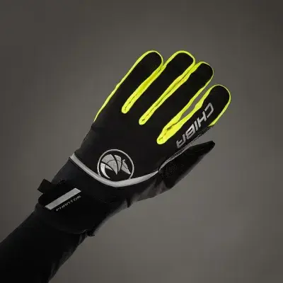 CHIBA Phantom - Radhandschuhe schwarz/neongelb, Softshell, winddicht, Touchfinger, Größe M