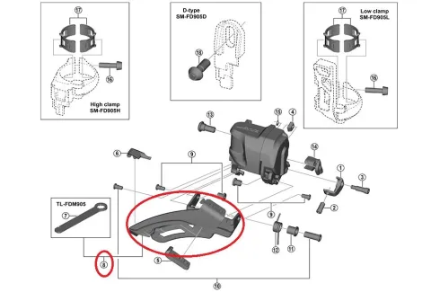 SHIMANO KETTENFÜHRUNG F.WERK.FD-M9050 - Di2 XTR Umwerfer Führung, ca. 35 g