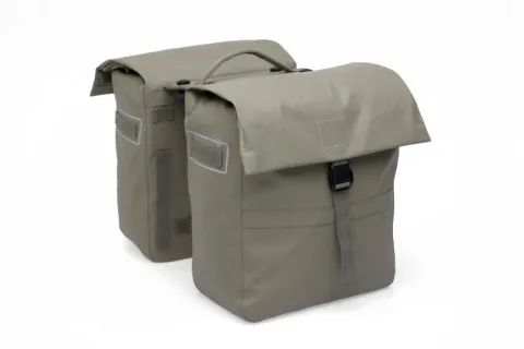 New Looxs Doppelpacktasche Leeds Double MIK 2.0 2x19L Taupe - geräumige City-Fahrradtasche