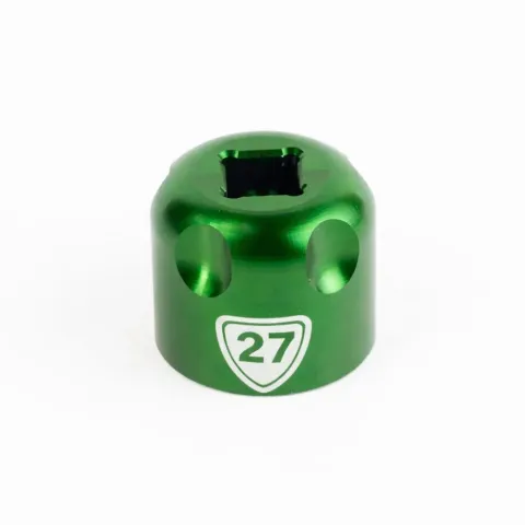 Abbey Tools Werkzeug für Federgabel Top-Caps 27 mm Grün - präzises CNC-Montage-Tool