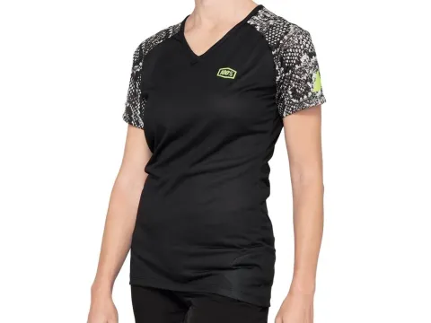 100% Airmatic Womens Jersey (SP21) M Black Python - komfortables MTB-Trikot für Trails