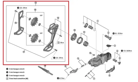 SHIMANO Kettenleitblech innen+außen RD-M6250-SGS, SGS - präzise Kettenführung