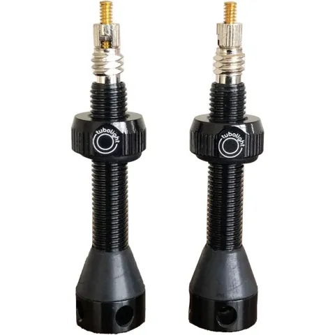Tubolight Tubeless-Ventile Messing schwarz 40 mm Schwarz - robuste Ventile für Tubeless-Setups