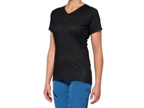 100% Airmatic Womens Short Sleeve Jersey XL black - atmungsaktives Trail-Trikot für lange Tage