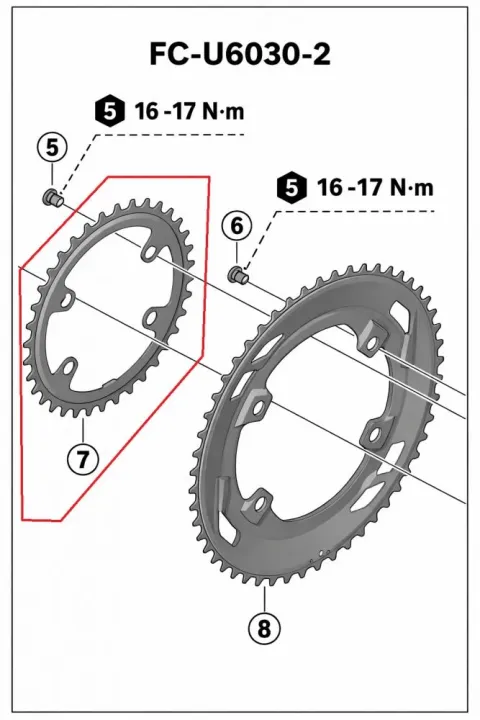 SHIMANO Kettenblatt FC-U6040-2 34Z 80mm 4-Loch, Größe 10 - präzise Schaltperformance
