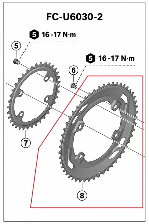 SHIMANO Kettenblatt FC-U6030-2 50Z 110mm 4-Loch, Größe 10 - moderne Ausführung