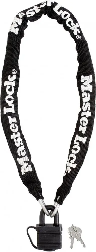Master Lock Kettenschloss 8390 Schwarz 6 mm 900 mm - sichere Fahrradsicherung mit Nylonhülle