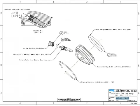 FOX Reservoir End Cap Assy Service Set 2021 für DHX2 und FX2 Dämpfer Ausgleichsbehälter Endkappe…