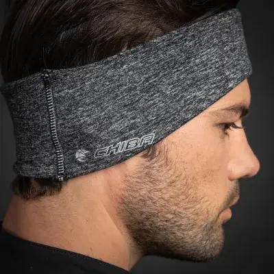 CHIBA Stirnband Pro Man - S/M, hellgrau, Thermostretch, reflektierend