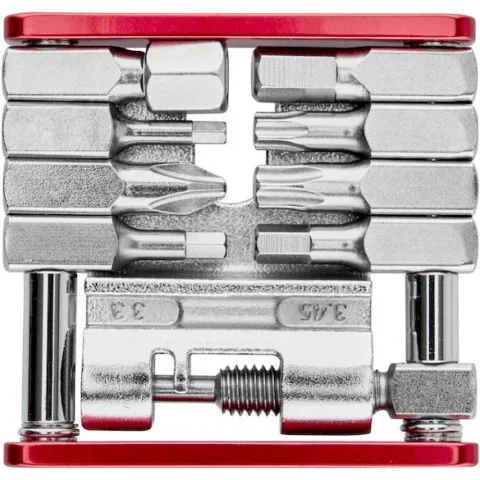 Procraft Werkzeug Mini Advanced 16 Funktionen Rot/ Silber - kompaktes Fahrrad-Multitool