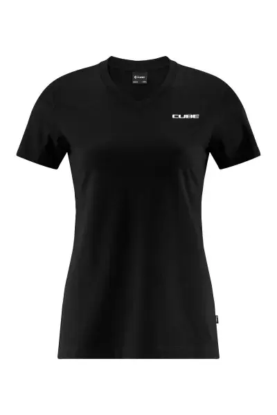 Cube Organic V-Neck Damen Freizeit T-Shirt schwarz 2027 - Größe: XS (34)