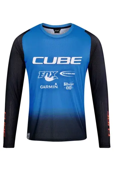 Cube Vertex X Actionteam Fahrrad Trikot lang schwarz/blau 2027 - Größe: M (46/48)
