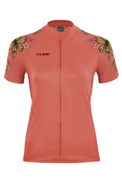 Cube ATX Cmpt Full Zip Damen Fahrrad Trikot kurz coral rot 2027 - Größe: S (36)