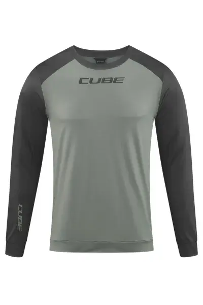 Cube ATX Fahrrad Trikot lang olive grün/grau 2027 - Größe: XS (42/44)