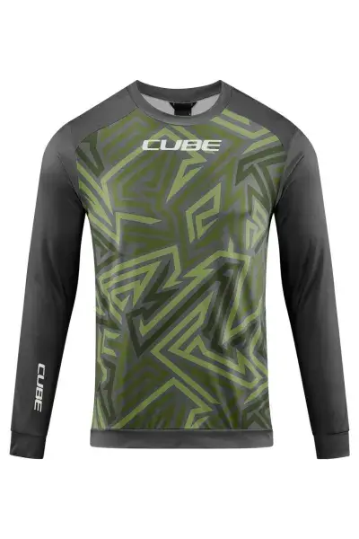 Cube ATX TM Fahrrad Trikot lang olive grün/grau 2027 - Größe: M (46/48)
