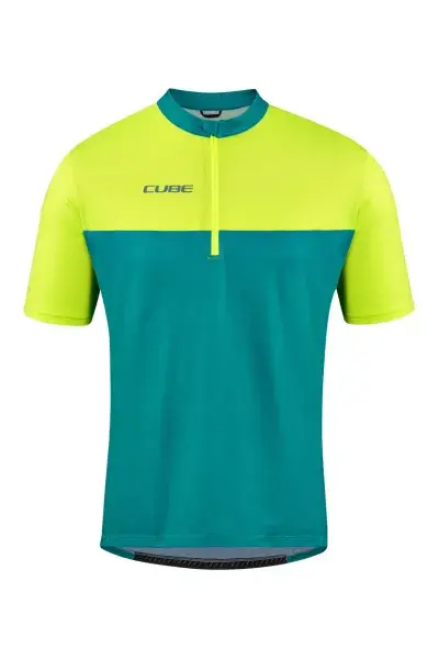 Cube ATX Cmpt Half Zip Fahrrad Trikot kurz grün 2027 - Größe: S (44/46)