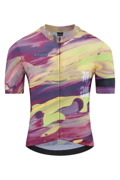 Cube Blackline Art Fahrrad Trikot kurz gelb/lila 2023 - Größe: S (44/46)