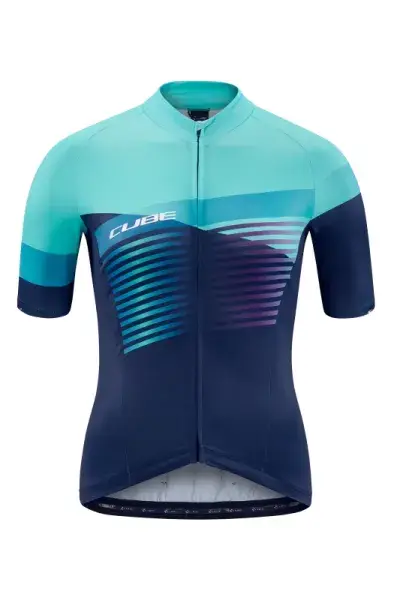 Cube Teamline Damen Fahrrad Trikot kurz blau 2027 - Größe: M (38)