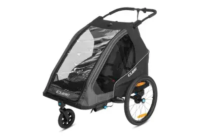 Cube Double Pure Kinder Fahrradanhänger schwarz/grau