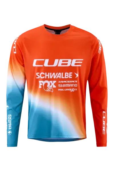 Cube X Factory Racing Fahrrad Trikot lang orange 2026 - Größe: M (46/48)