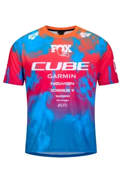Cube X Actionteam Fahrrad Trikot kurz blau/pink 2026 - Größe: L (50/52)