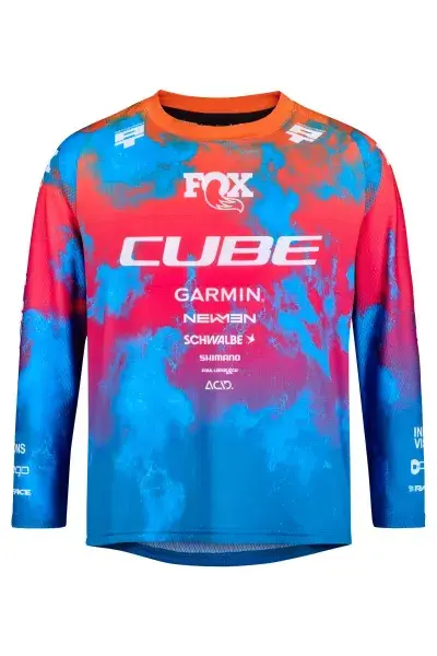 Cube Rookie X Actionteam Kinder Fahrrad Trikot lang blau/pink 2026 - Größe: S (110/116)