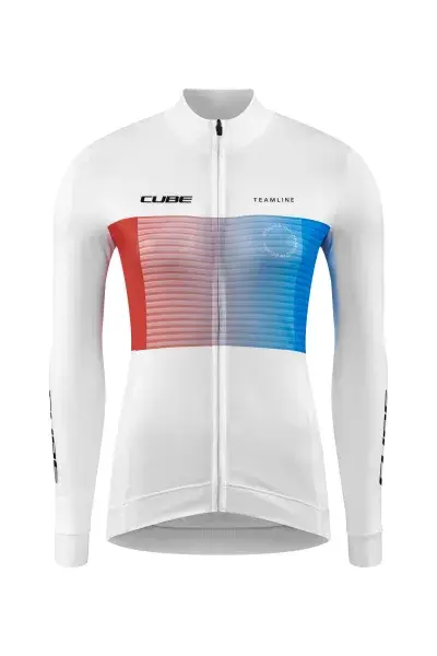 Cube Tea mline Damen Fahrrad Trikot lang weiß / rot / blau 2026 - Größe: XL (42)
