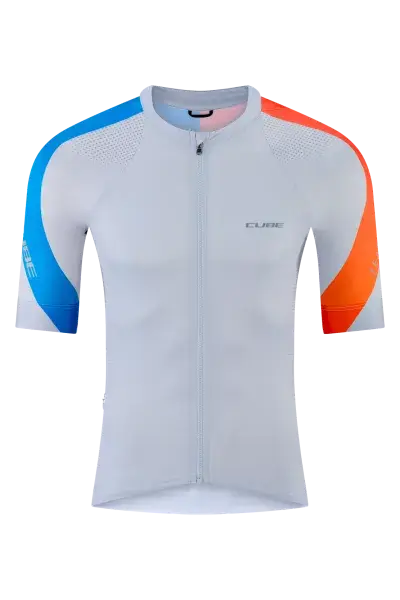 Cube Road / XC Teamline Fahrrad Trikot kurz weiß/orange 2027 - Größe: XL (54/56)