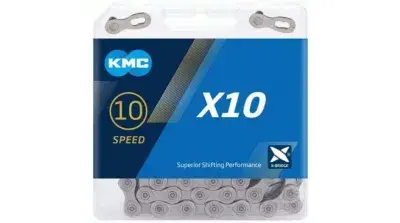 KMC X10 Kette Fahrradkette 10-Fach 116-Glieder silber (Für MTB, Rennrad, Cyclocross, Trekking) -…