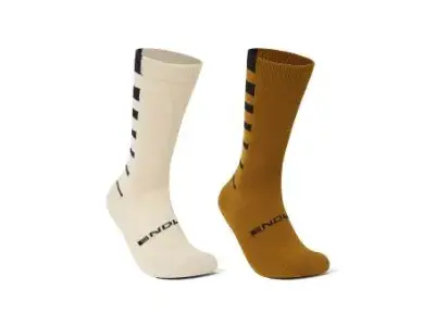 Endura Coolmax Stripe 2er Pack Socken | braun/beige | 42-47 | Fahrradbekleidung