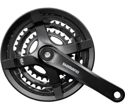 SHIMANO Kurbelgarnitur FC-TY 501 48-38-28 175mm 4-kant mit KKS, schwarz Kurbel