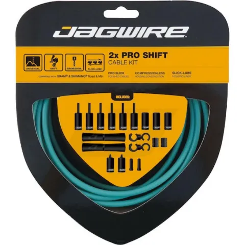 Jagwire 2x Pro Schaltzugset Road & Mountain - Polierte Edelstahl-Züge mit Slick-Lube