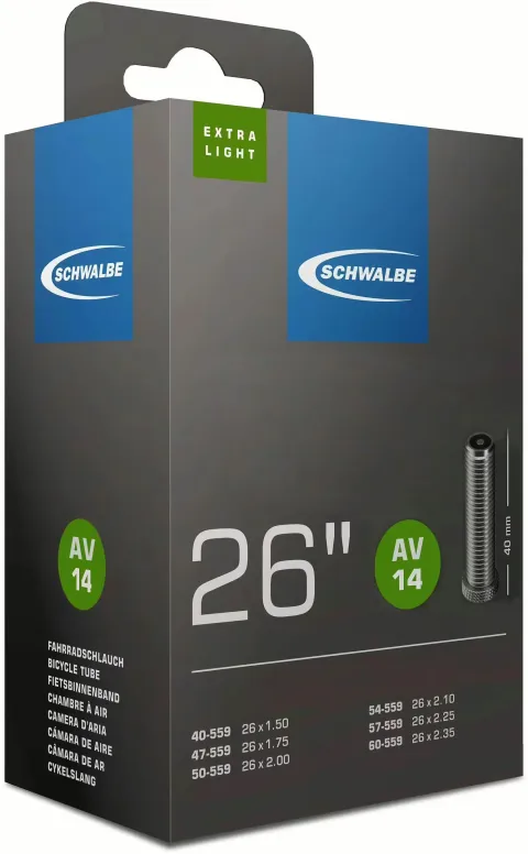 Schwalbe Schlauch Nr. 14 Extra Light – 26" Fahrradschlauch 40-60/559 AV 40 mm