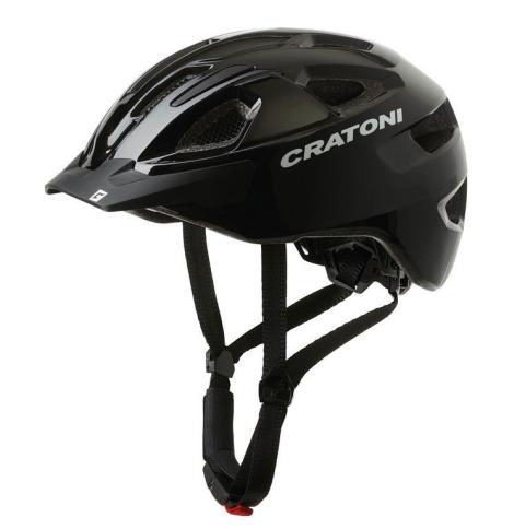 Cratoni City Helm C-Swift mit integrierter Rückleuchte - Mehrere Farben! 53-59 cm Schwarz glänzend