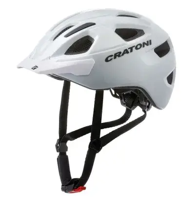 Cratoni City Helm C-Swift mit integrierter Rückleuchte - Mehrere Farben! 53-59 cm Weiß glänzend