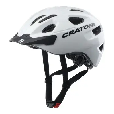 Cratoni City Helm C-Swift mit integrierter Rückleuchte - Mehrere Farben! 58-63 cm Weiß glänzend